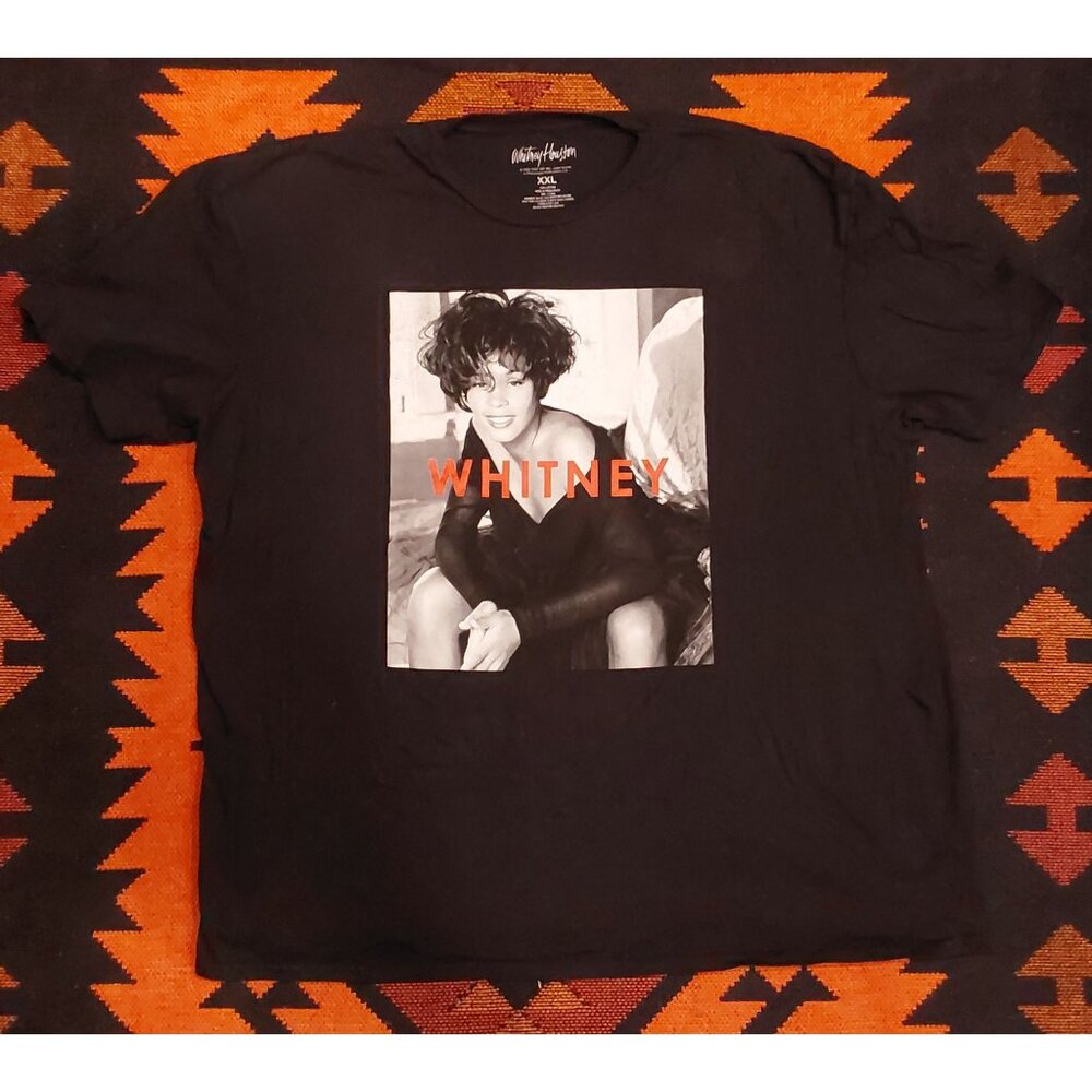 NWOT Whitney Houston Plus Size Black Heavy Weight Cotton T-Shirt. Size XXL